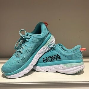 Size 7.5 Teal Hoka Bondi 7’s